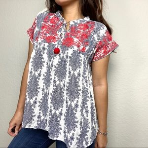 Altar’d State Embroidered Boho Floral Blouse
